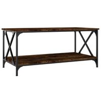 mesa de centro madera y hierro roble ahumado 100x50x45 cm vidaxl