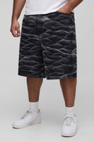 plus parachute crinkle washed denim shorts negro