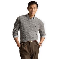 polo ralph lauren jersey cable knit wool cashmere sweater - grey para hombre