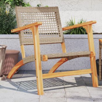 Sillas De Jardín 2 Uds | Conjunto Mueble Jardin Madera De Acacia Y Ratán Sintético Beige Cfw37272