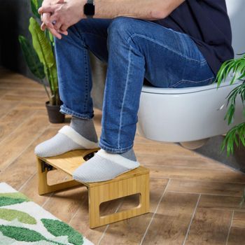 Taburete De Inodoro Plegable De Bambú Blanco 40 Cm