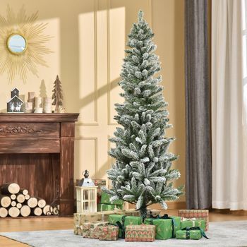 Árbol De Navidad De Acero Pvc Homcom Ø60x180 Cm-verde Y Blanco