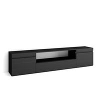 mueble tv television muebles de salon almacenaje 200x45x35cm para tv hasta 80 con almacenamiento estilo moderno negro