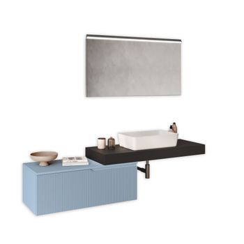Composición Baño 4 Piezas Venere Antracita/azul Cielo Tiffany En Mdf