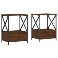 pack 2 uds mesitas noche  mesa auxiliar  mesilla madera ingenieria marron roble 50x41x65 cm