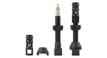 Par de valvulas tubeless effetto mariposa caffelatex 40 mm presta con tapones de extraccion de carcasa negra