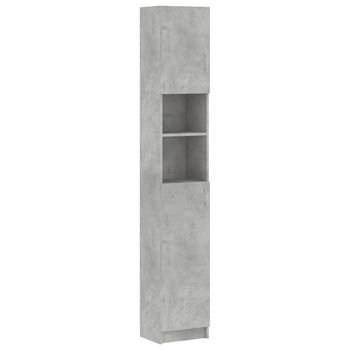 Armario De Baño | Mueble Baño Contrachapada Gris Hormigón 32x25,5x190 Cm
