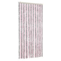 cortina antimoscas chenilla gris plateado y rosa 90x220 cm