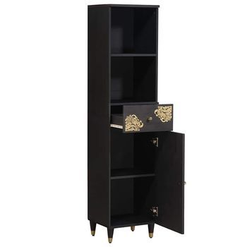 Mueble De Cuarto De Baño Con Cajón Negro 38 X 33 X 160 Cm