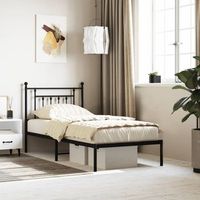 cama individual  cama para adultos  estructura de cama con cabecero metal negro 80x200 cm cfw924338