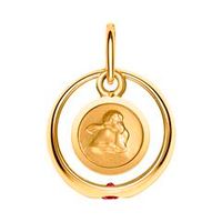 8k anillo de bautizo de oro rubi con colgante de angel