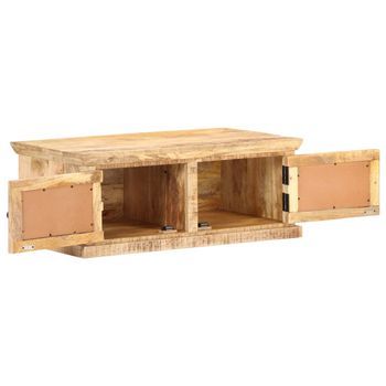 Mesa De Centro 50x90x35 Cm Madera Maciza De Mango Con Acabado Natural - Marrón
