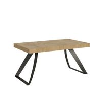 mesa extensible 90x160420 cm efecto madera roble natural hierro