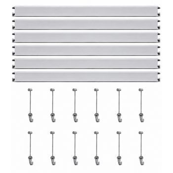 Colgar Cuadros Sin Agujeros Pack 9 Metros Eurohang Guías Aluminio Plata Mate 150 Cm Cable Acero Ganchos Tornillo Plus Clips Tapas Tornillos