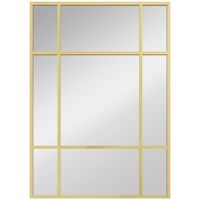 homcom espejo ventana 70x50 cm de pared espejo rectangular con marco de metal espejo decorativo para salon dormitorio dorado   aosom espana