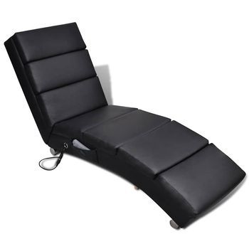 Tumbona De Masaje Reclinable De Cuero Sintético Negro Vidaxl