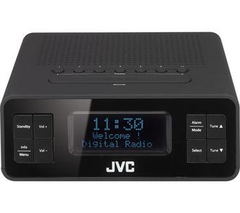 JVC RA-D38-B DAB/FM Clock Radio - Black, Black