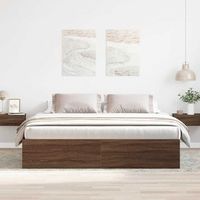 estructura de cama roble marron 200x200 cm vidaxl