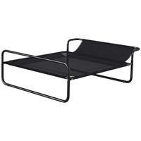 pawhut cama elevada para perros refrescante y transpirable 91x69x29 cm malla de textilene reposacabezas inclinado negro