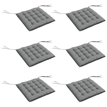 Outsunny Juego de 6 Cojines para Sillas de Comedor, 40x40 cm, 6 Piezas, Cojines para Sillas de Jardín Acolchados con Cintas y Fundas Extraíbles, Gris Oscuro