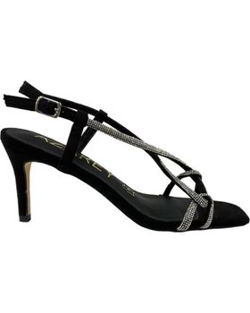 de CALZADOMANIA SANDALIA TACON TIRAS STRASS NEGRO
