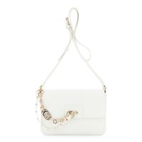 bolso de hombro con solapa efecto piel y adornos white