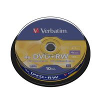 dvd en blanco verbatim dvdrw matt silver 47 gb 10 unidades cakebox