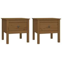 mesa auxiliar 2 uds madera maciza pino marron miel 50x50x49 cm vidaxl