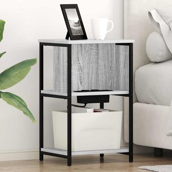 Mesita De Noche 2 Uds - Mueble Dormitorio - Madera De Ingeniería - Gris Sonoma (38x31x61cm)