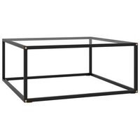 mesa de centro de diseno moderno y contemporaneo con cristal templado y acero negro 80 x 80 x 35 cm dec039887