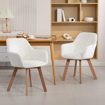Sillas De Terciopelo Espuma Madera De Caucho Homcom 54x57x80 Cm-crema