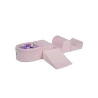 meowbaby parque infantil de espuma con piscina de bolas terciopelo rosa claro  rosa pastelrosa claromentajaspeado 100 bolas