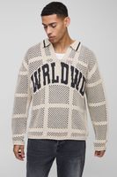polo oversize efecto croche de rugby cream