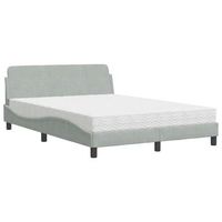 cama con colchon dover terciopelo gris claro 140x190 cm vidaxl