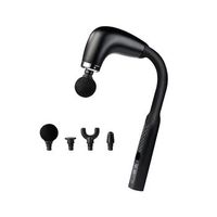 pistola de masaje en forma de u con 9 modos e intensidades pantalla lcd y 4 cabezales intercambiables con bateria recargable y funcion turbo por presion 215x5x32 cm color negro