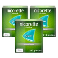 nicorette original gum 2mg - 210 pieces - 3 pack