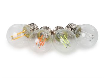 HQ-Power Bombilla LED, vidrio transparente, G45, 4 piezas