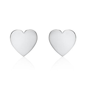 Pendientes de mujer de oro blanco 14 quilates con corazones grabados