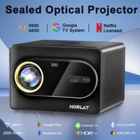 proyector optico sellado horlat con google tv 3500ansi control por voz bluetooth enfoque automatico wifi 6 4k uhd proyector de cine en casa