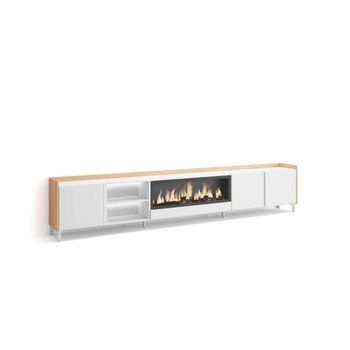 Mueble Tv Bobadilla-02 Con Chimenea Y Luces Led Integradas
