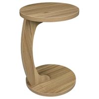 mesa de centro redonda - diseno en forma de c auxiliar y portatil para sofa o portatil - roble claro