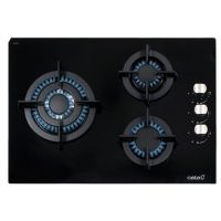 placa de gas cata cci 5003 bk 59 cm 3 zonas vidrio templado negro integrado