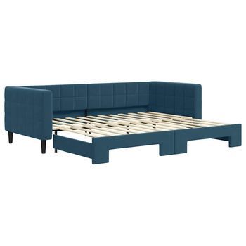 Cama Individual | Cama Para Adultos | Sofá Cama Nido Terciopelo Azul 90x200 Cm