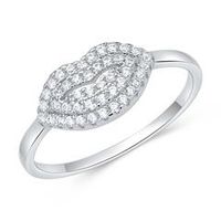 anillo de plata 925 beso con circonita labios