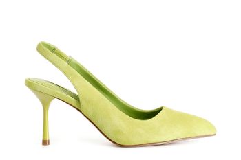 zapato de salón de ante abierto por detrás green