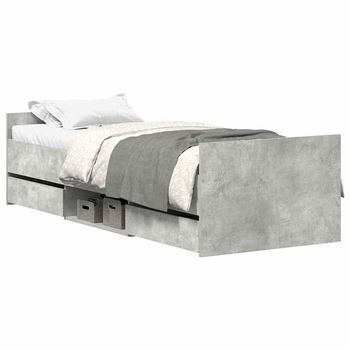 Estructura De Cama Con Cabecero Piecero Gris Hormigón 100x200cm Vidaxl