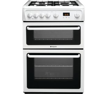 HOTPOINT Ultima HAG60P Gas Cooker - White, White