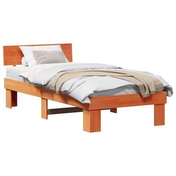 Estructura De Cama Con Cabecera Marrón Cera 75 X 190 Cm Vidaxl