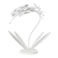 lampara de mesa pequena orchidea 38x20x57 cm en hierro cortado a laser diseno floral moderno conexion e14 made in italy blanco