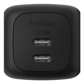 Cargador Belkin WCH019kqBK GaN 50 W USB-C doble carga rápida negro